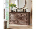 Mastgoal 61 Farmhouse Dresser with 8 Drawers, Rustic Wood Closet Storage with Roman Column for Bedroom