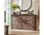 Mastgoal 61 Farmhouse Dresser with 8 Drawers, Rustic Wood Closet Storage with Roman Column for Bedroom