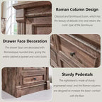 Commode de ferme de 46 po avec 5 tiroirs et détails de colonnes romaines pour chambre à coucher