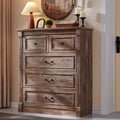 Mastgoal 46 Farmhouse Dresser with 5 Drawers, Rustic Wood Closet Storage with Roman Column for Bedroom