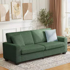 Canapé 2 places, canapé profond avec larges accoudoirs, coussins déhoussables lavables, tissu bouclé confortable pour salon, vert