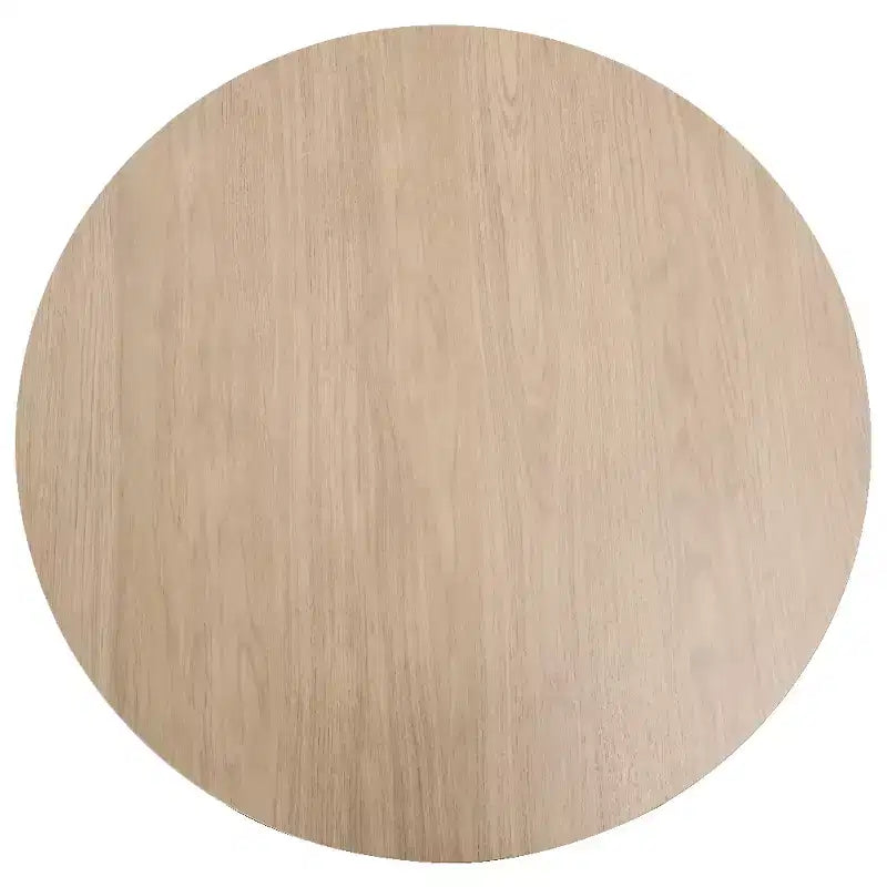Table à manger ronde de 35 pouces avec plateau en pierre frittée et piédestal en acier noyer