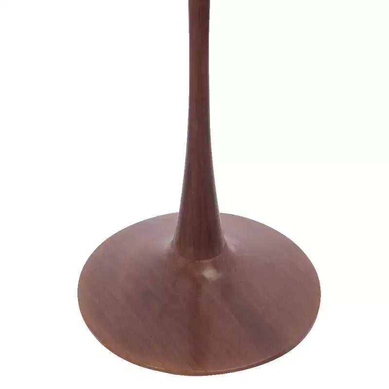 Table à manger ronde de 35 pouces avec plateau en pierre frittée et piédestal en acier noyer