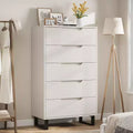 5-Drawer White Bedroom Dressers: 50 Tall Freestanding Vertical Wooden Chest with Storage for Living Room, Hallway & Entryway