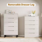 Commode de Chambre Blanche à 5 Tiroirs : 50 Coffre Vertical Autonome en Bois avec Rangement pour Salon, Couloir et Entrée