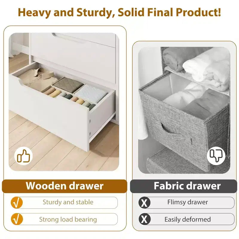 Commode de Chambre Blanche à 5 Tiroirs : 50 Coffre Vertical Autonome en Bois avec Rangement pour Salon, Couloir et Entrée
