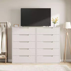 Commode de Chambre Blanche à 5 Tiroirs : 50 Coffre Vertical Autonome en Bois avec Rangement pour Salon, Couloir et Entrée