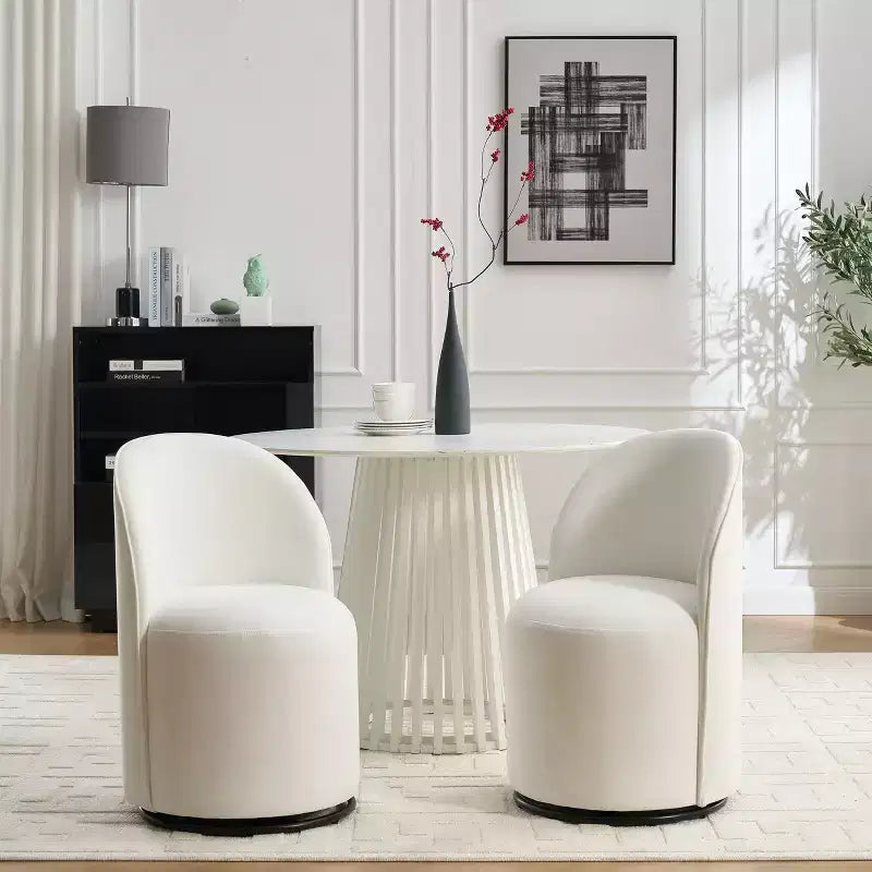 Okak Modern 360Swivel Dining Chairs, Comfy Velvet Barrel Kitchen Chairs with Thick Cushions, Upholstered Makeup Vanity Side Chair for Bedroom
