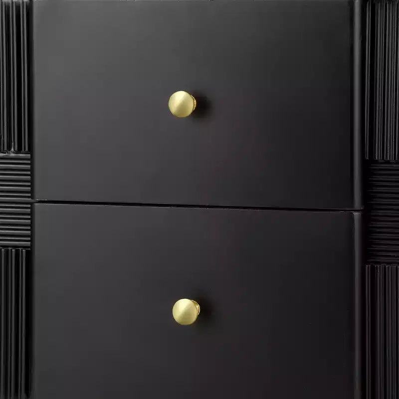 Table de chevet minimaliste moderne avec 2 tiroirs, poignées dorées et design texturé