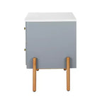 Table de chevet minimaliste moderne avec 2 tiroirs, poignées dorées et design texturé