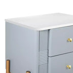 Table de chevet minimaliste moderne avec 2 tiroirs, poignées dorées et design texturé