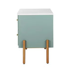 Table de chevet minimaliste moderne avec 2 tiroirs, poignées dorées et design texturé