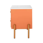Table de chevet minimaliste moderne avec 2 tiroirs, poignées dorées et design texturé