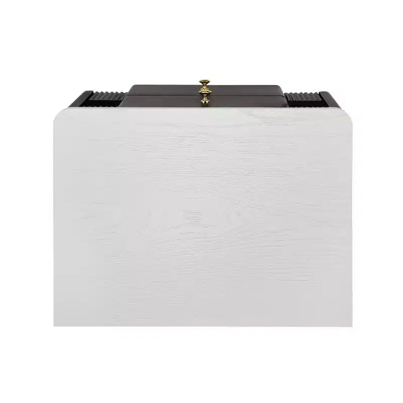 Table de chevet minimaliste moderne avec 2 tiroirs, poignées dorées et design texturé
