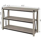 Table d'entrée de ferme de 120 cm, console en bois à 3 niveaux avec rangement, pour salon, table de couloir, grise