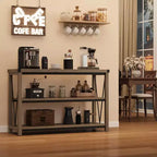 Table d'entrée de ferme de 120 cm, console en bois à 3 niveaux avec rangement, pour salon, table de couloir, grise
