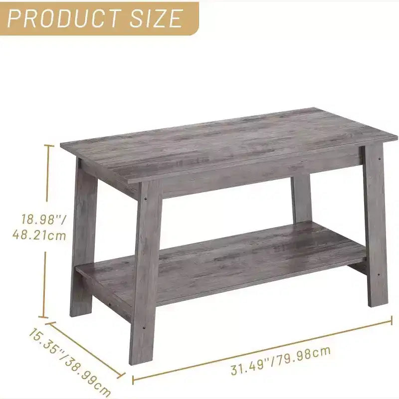 31,5 Table basse industrielle moderne avec rangement à 2 niveaux, table rectangulaire compacte en MDF et panneaux de particules pour salon et bureau