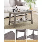 31,5 Table basse industrielle moderne avec rangement à 2 niveaux, table rectangulaire compacte en MDF et panneaux de particules pour salon et bureau
