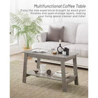 31,5 Table basse industrielle moderne avec rangement à 2 niveaux, table rectangulaire compacte en MDF et panneaux de particules pour salon et bureau