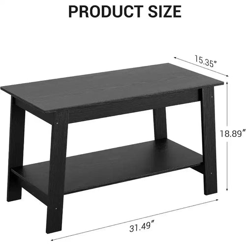 31,5 Table basse industrielle moderne avec rangement à 2 niveaux, table rectangulaire compacte en MDF et panneaux de particules pour salon et bureau
