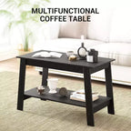 31,5 Table basse industrielle moderne avec rangement à 2 niveaux, table rectangulaire compacte en MDF et panneaux de particules pour salon et bureau