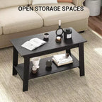 31,5 Table basse industrielle moderne avec rangement à 2 niveaux, table rectangulaire compacte en MDF et panneaux de particules pour salon et bureau