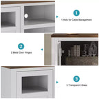 Meuble TV de ferme pour téléviseurs de 65 po, 87,4 cm de haut avec rangement et éclairage DEL