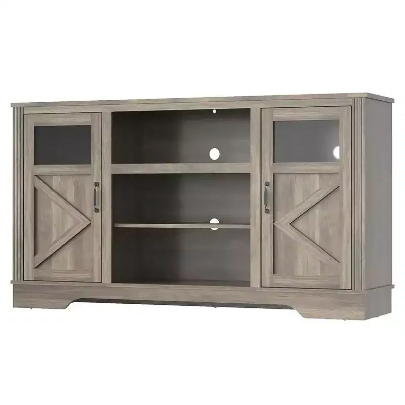 GustoWave Farmhouse TV Media Console Table for up to 65 Inch TV, 34.4 Tall TV Stand with Storage & LED Light