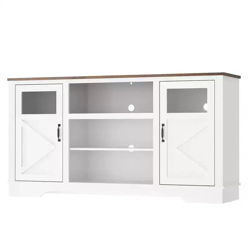 Meuble TV de ferme pour téléviseurs de 65 po, 87,4 cm de haut avec rangement et éclairage DEL