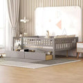 Full Size Daybed Wood Bed with Two Drawers Gray