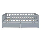 Lit de repos en bois de taille standard avec deux tiroirs Gris