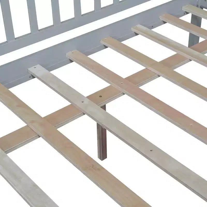 Lit de repos en bois de taille standard avec deux tiroirs Gris