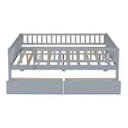 Lit de repos en bois de taille standard avec deux tiroirs Gris