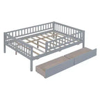 Lit de repos en bois de taille standard avec deux tiroirs Gris