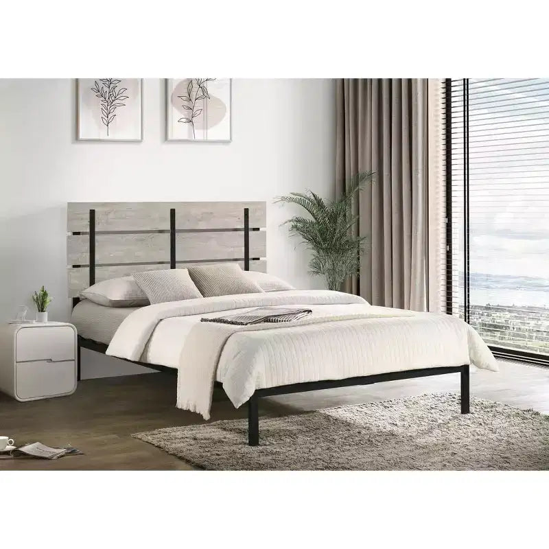 Home Design Hayward Metal Platform Bed, Gray