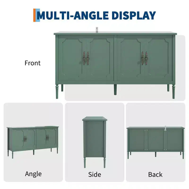 Buffet bahut de 149,86 cm, meuble bar à café pour entrée avec étagères réglables, buffet de sol en bois, console multimédia