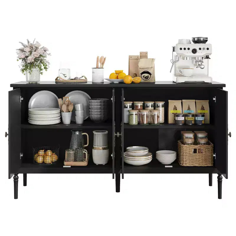 Buffet bahut de 149,86 cm, meuble bar à café pour entrée avec étagères réglables, buffet de sol en bois, console multimédia