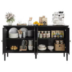 Buffet bahut de 149,86 cm, meuble bar à café pour entrée avec étagères réglables, buffet de sol en bois, console multimédia