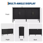 Buffet bahut de 149,86 cm, meuble bar à café pour entrée avec étagères réglables, buffet de sol en bois, console multimédia