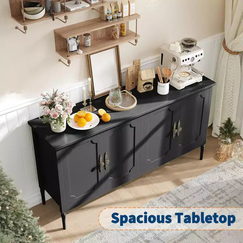 Buffet bahut de 149,86 cm, meuble bar à café pour entrée avec étagères réglables, buffet de sol en bois, console multimédia