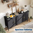 Buffet bahut de 149,86 cm, meuble bar à café pour entrée avec étagères réglables, buffet de sol en bois, console multimédia