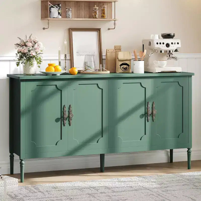 Buffet bahut de 149,86 cm, meuble bar à café pour entrée avec étagères réglables, buffet de sol en bois, console multimédia