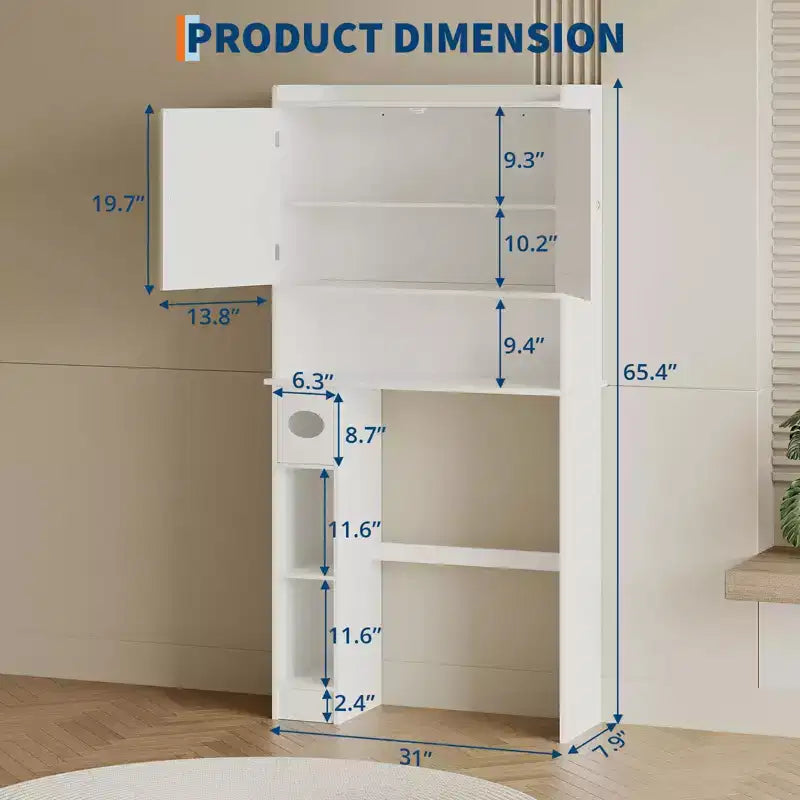 Meuble de Rangement au-dessus des Toilettes, Organisateur de Salle de Bain au-dessus des Toilettes avec Support de Papier et Étagères Réglables, Étagère de Toilettes Gain de Place