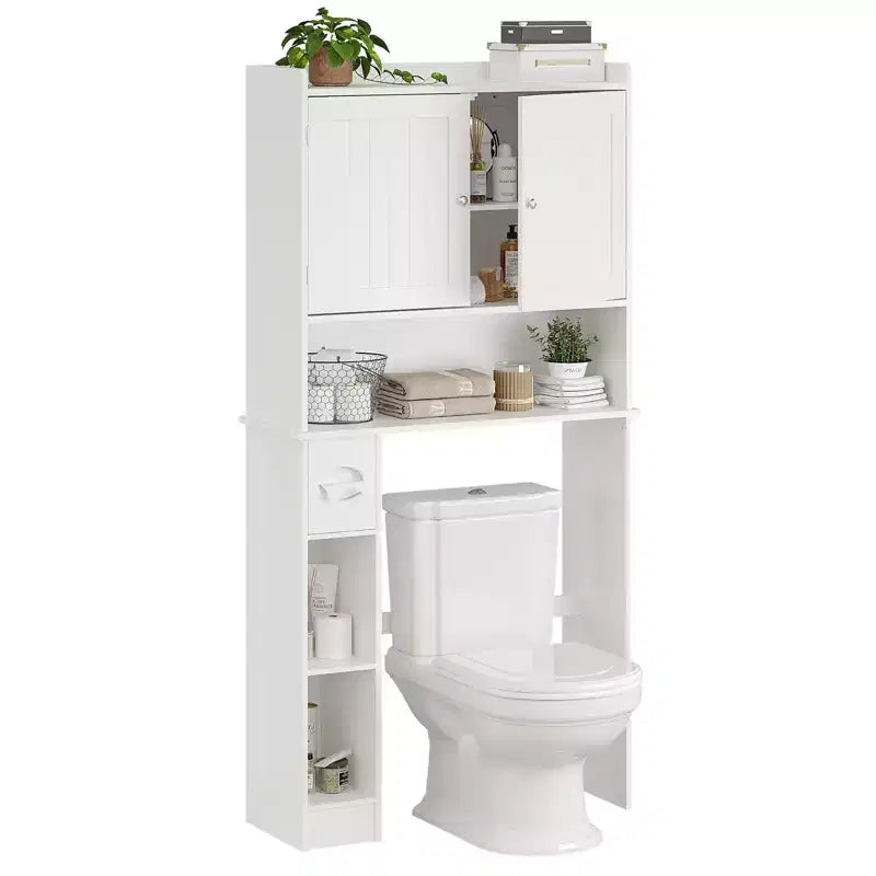 Meuble de Rangement au-dessus des Toilettes, Organisateur de Salle de Bain au-dessus des Toilettes avec Support de Papier et Étagères Réglables, Étagère de Toilettes Gain de Place