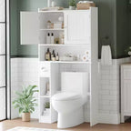 Meuble de Rangement au-dessus des Toilettes, Organisateur de Salle de Bain au-dessus des Toilettes avec Support de Papier et Étagères Réglables, Étagère de Toilettes Gain de Place