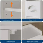 Meuble de Rangement au-dessus des Toilettes, Organisateur de Salle de Bain au-dessus des Toilettes avec Support de Papier et Étagères Réglables, Étagère de Toilettes Gain de Place