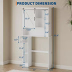 Meuble de Rangement au-dessus des Toilettes, Organisateur de Salle de Bain au-dessus des Toilettes avec Support de Papier et Étagères Réglables, Étagère de Toilettes Gain de Place