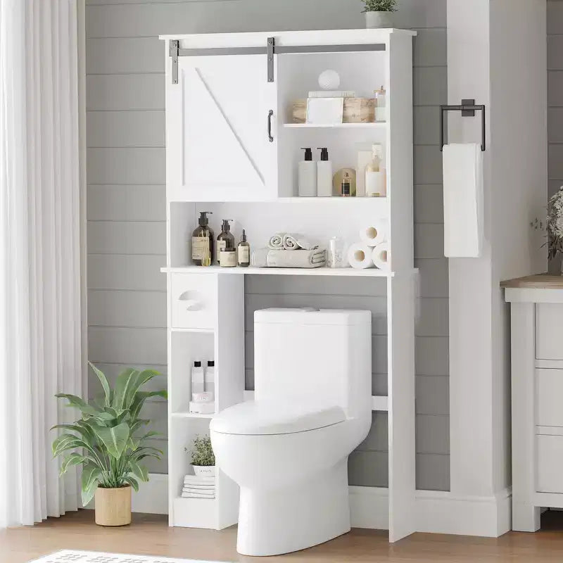 Meuble de Rangement au-dessus des Toilettes, Organisateur de Salle de Bain au-dessus des Toilettes avec Support de Papier et Étagères Réglables, Étagère de Toilettes Gain de Place