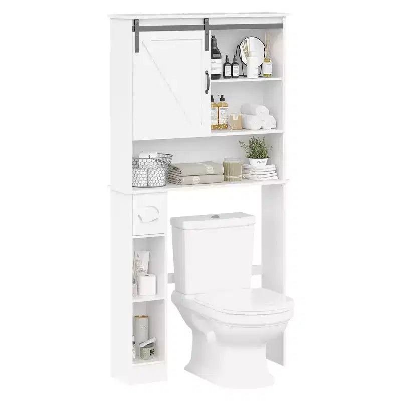 Meuble de Rangement au-dessus des Toilettes, Organisateur de Salle de Bain au-dessus des Toilettes avec Support de Papier et Étagères Réglables, Étagère de Toilettes Gain de Place