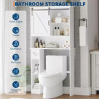 Meuble de Rangement au-dessus des Toilettes, Organisateur de Salle de Bain au-dessus des Toilettes avec Support de Papier et Étagères Réglables, Étagère de Toilettes Gain de Place